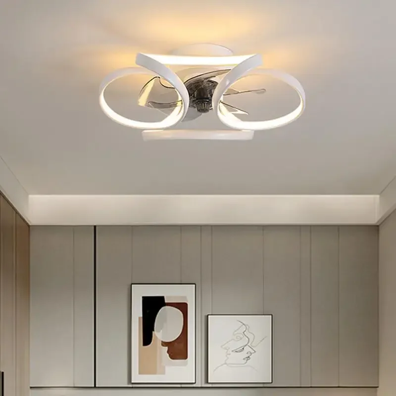 

110V 220V Led Ceiling Fans Chandelier Bedroom Living Room Nordic Macaron Invisible Fan Light APP Remote Control Ceiling Fans