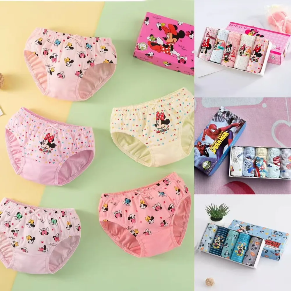 2‑12Y Cute Spider Pattern Boys Underwear Pure Cotton Soft Breathable Kids Briefs Comfort Toddler Baby Underpants 5Pcs 3pcs Set