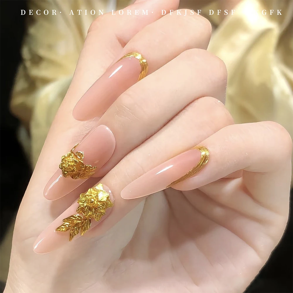 10 قطعة معدنية الأزهار مسمار الفن السحر الذهب الزهور وأوراق زينة الأظافر DIY بها بنفسك مانيكير حفلات الزفاف مسمار الملحقات * #5