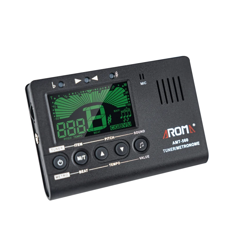 Aroma AMT-560 Electric Tuner & Metronome Built-in Mic with Pickup Cable 6.3mm for Guitar Chromatic Bass Violin