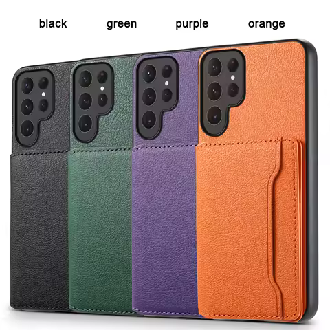 Case for Samsung Galaxy S25 S24 S23+ S21 FE Ultra Plus Lychee Pattern PU Leather Case Magnetic Card Holder Hiding Kickstand