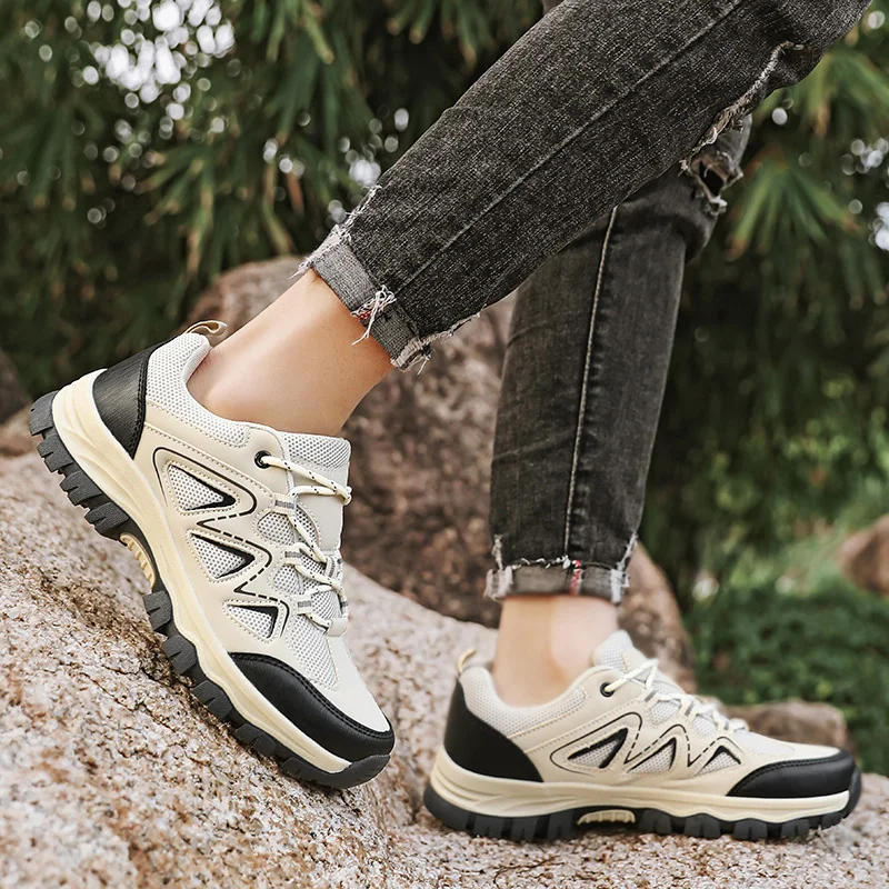 รองเท้าเดินป่าผู้ชายแบบออลเทอร์เรน ปี 2025 รองเท้ากีฬากลางแจ้ง ระบายอากาศได้ดี ทนทานต่อการสึกหรอ ผ้าตาข่ายกันลื่น รองเท้าปั่นจักรยาน