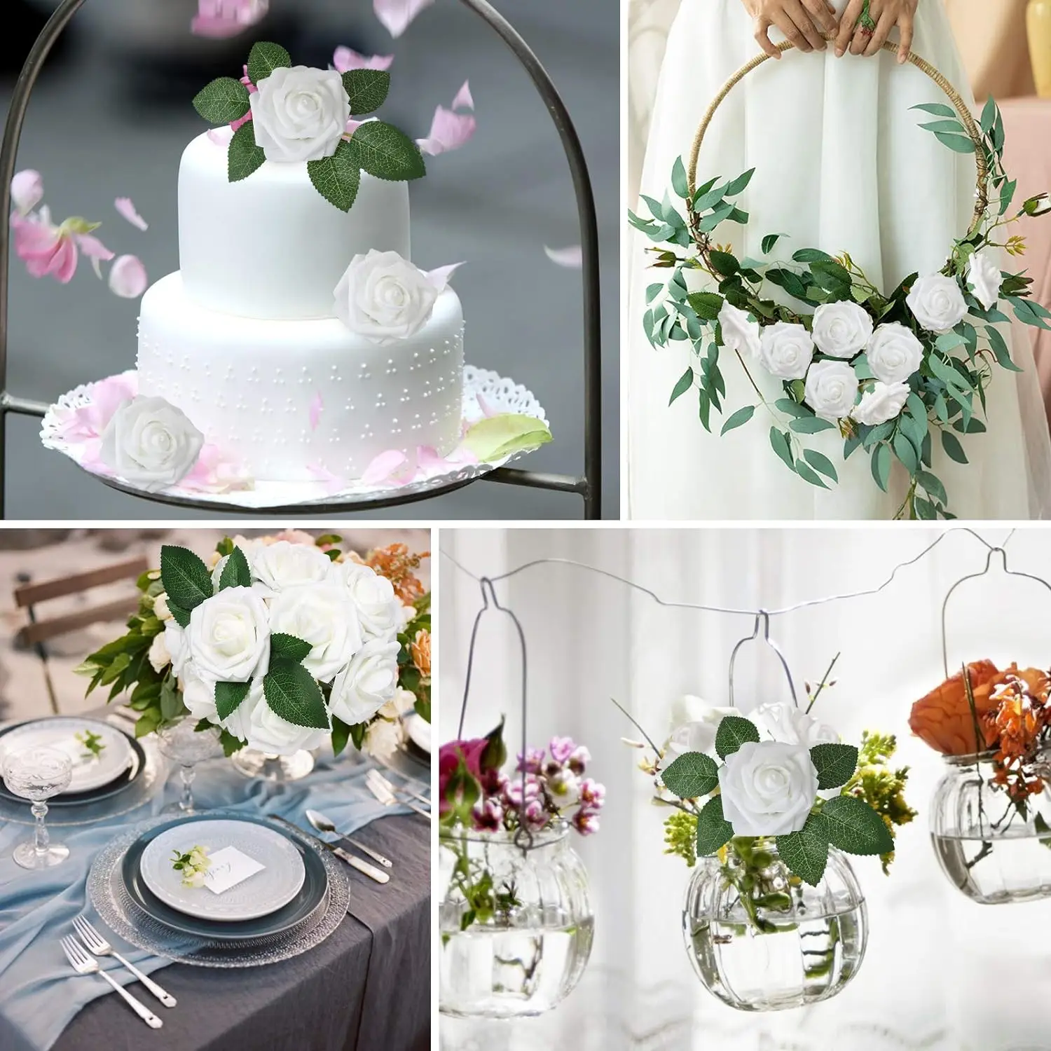 25pcs Artificial Flowers, Fake Flowers Roses  W/stem For DIY Wedding Bouquets Centerpieces Arrangements Party Home Decorations