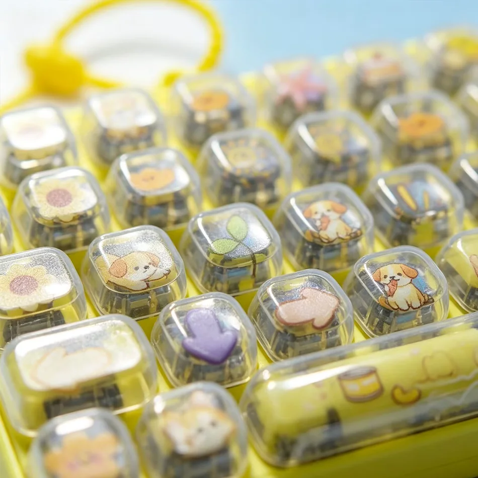 Cute 26 Key Clickable Keyboard Fidget Toy, Fruit Color Keycap Pendant, Stress Relief Birthday Gift for Kids & Friends