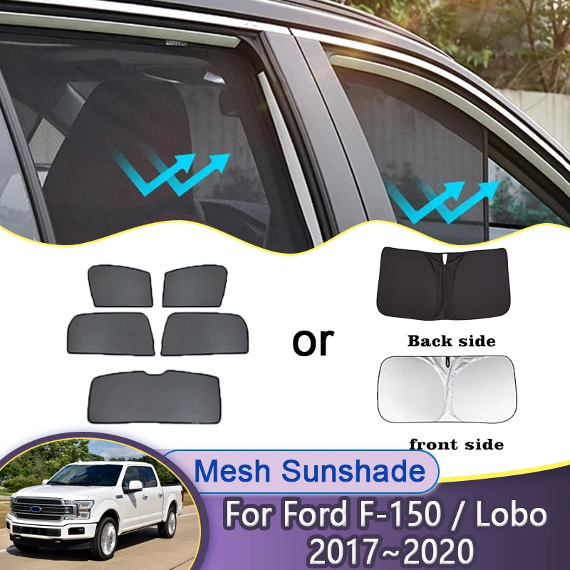 

For Ford F150 F-150 F-Series Lobo 2017 2018 2019 2020 Car Mesh Sunshade Magnetic Window Shades Sun Visors Curtains Accessories