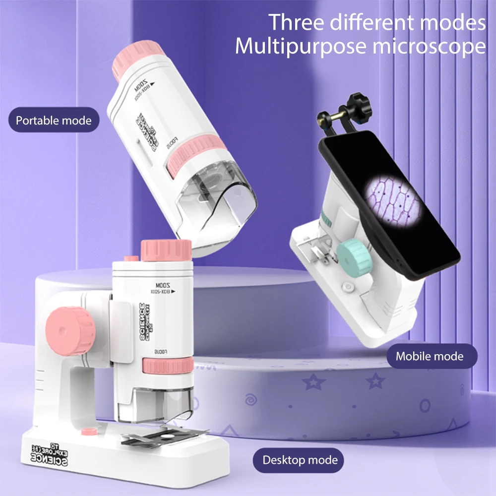 200x Magnification Children's Microscope Portable Science Experiment Toy