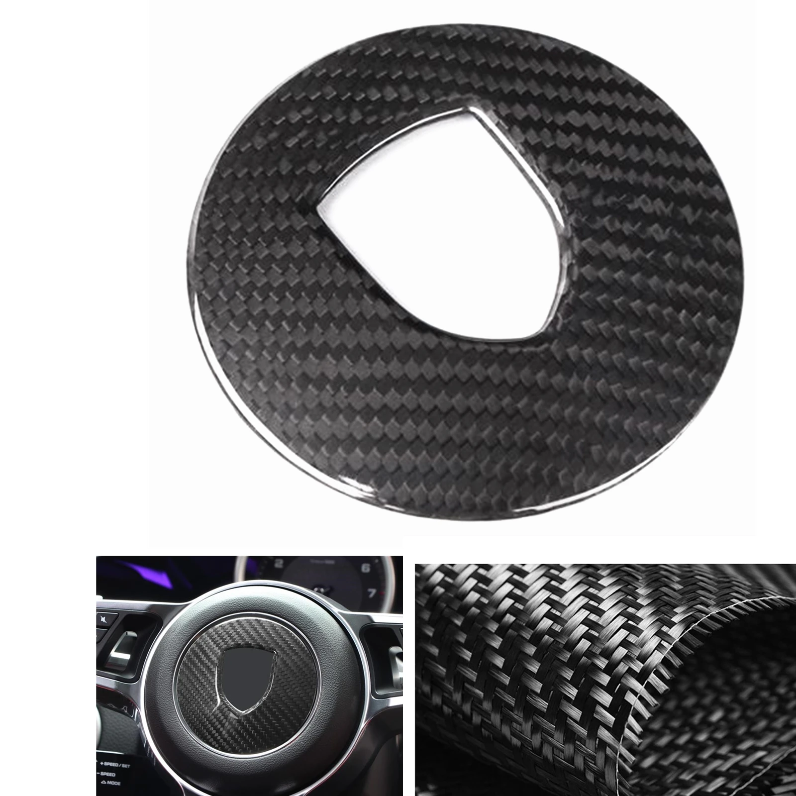 Couverture de panneau de volant en fibre de carbone, garniture centrale, cadre de panneau, intérieur de voiture, Porsche 718, 911, broderie Macan, Cayman