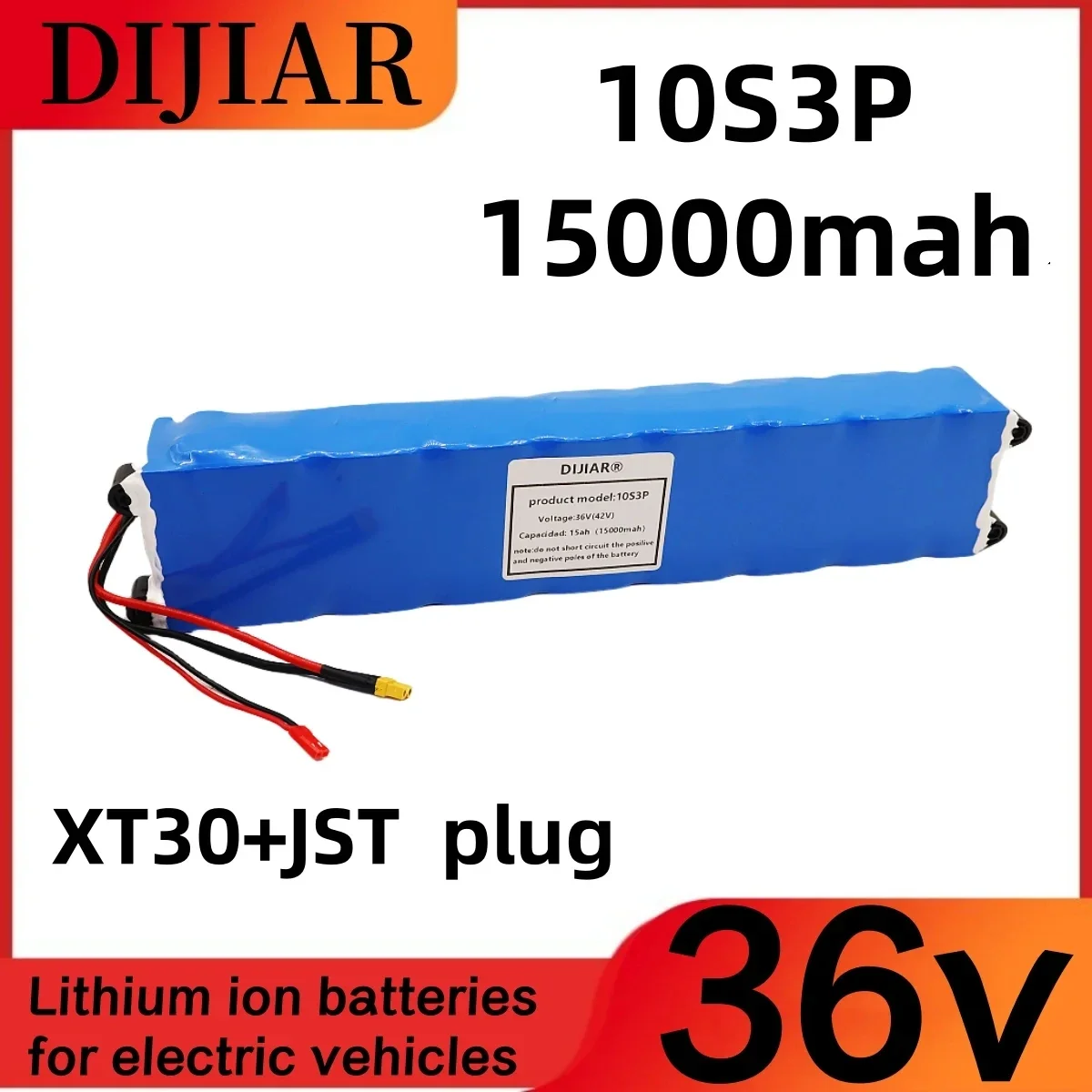 Electric skateboard lithium battery 36V 15AH 10S3P 500W same port 42V power battery pack with BMS, suitable for Xiaomi M365