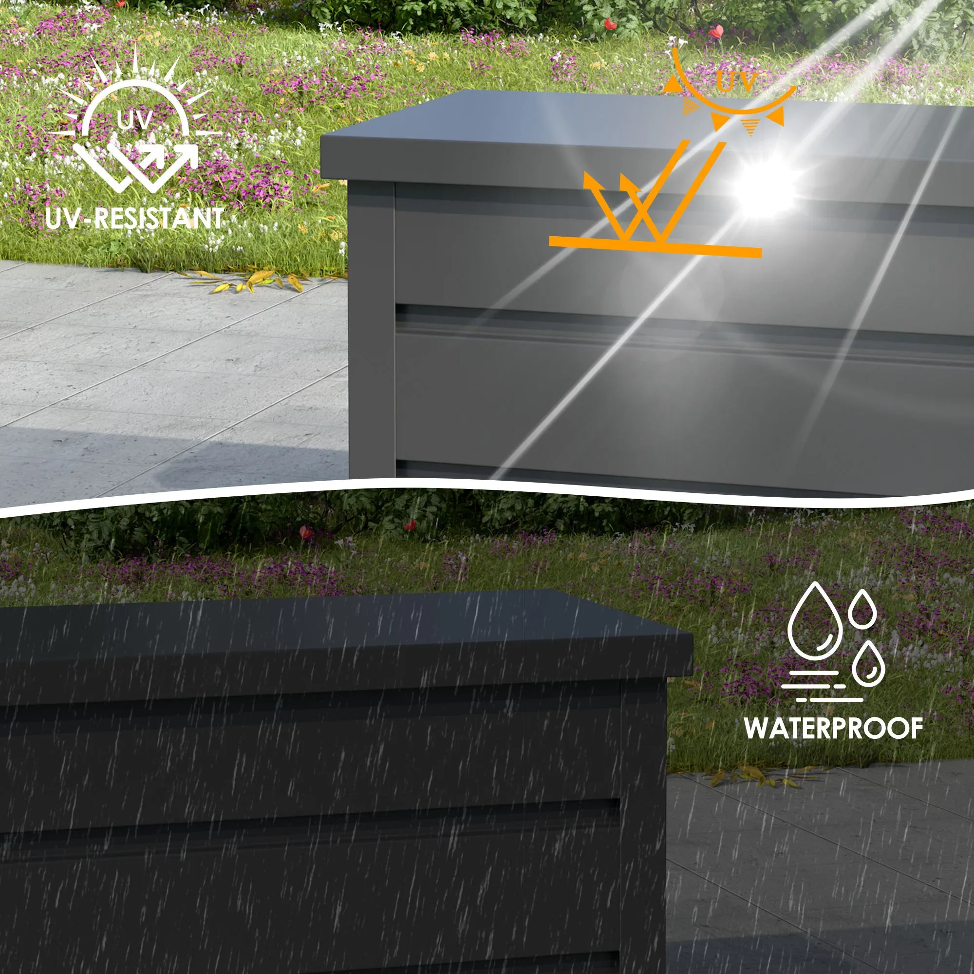 Affordable 930*560*620mm Galvanized Metal Backyard Patio Big Container Box Weatherproof Sun-Resistant for Pool Side