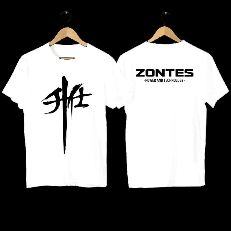 

2026 For Zontes G1 125 ZT125 G1 ZT125U ZT 125 U ZX New Combed Short Sleeve T-shirt Men's womenRound Neck Printed Logo T-shirt