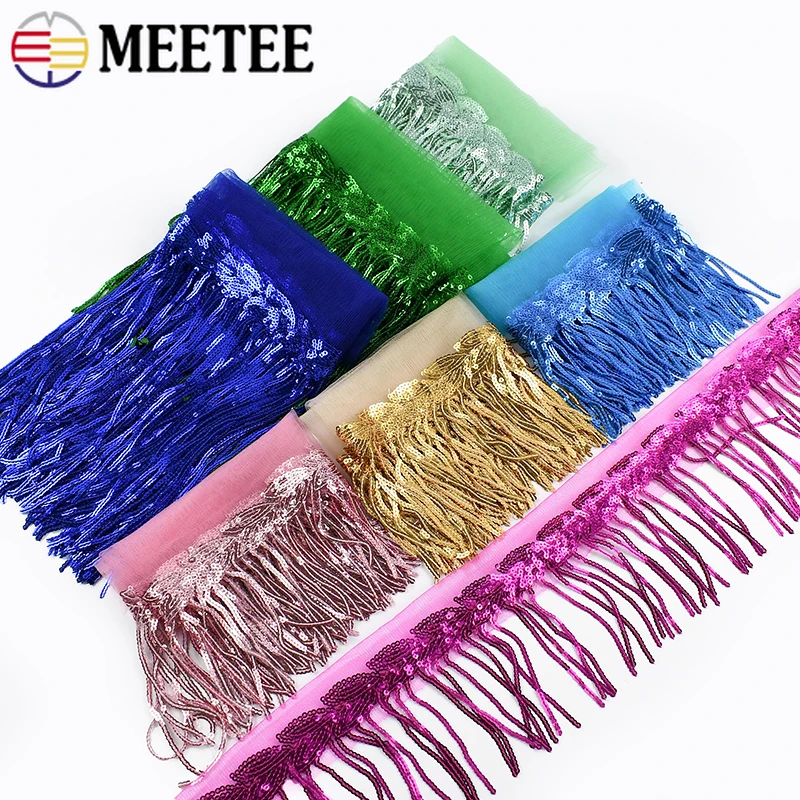 

5/10Yards 10/18cm Glitter Tassel Fringe Sequin Ribbon Lace Sewing Dance Clothes Party Skirt Garment Decor Trimming Accessories