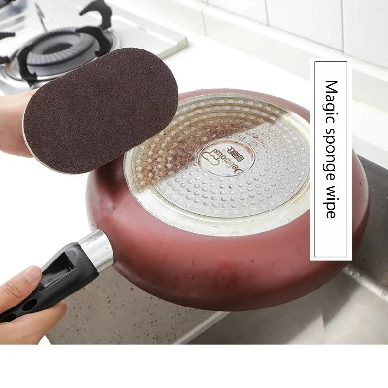 

Household Emery Sponge Wipe Handle Design Pot Bottom Black Dirt Remover Rust Removal Cleaning Brush for Kitchen Cookware