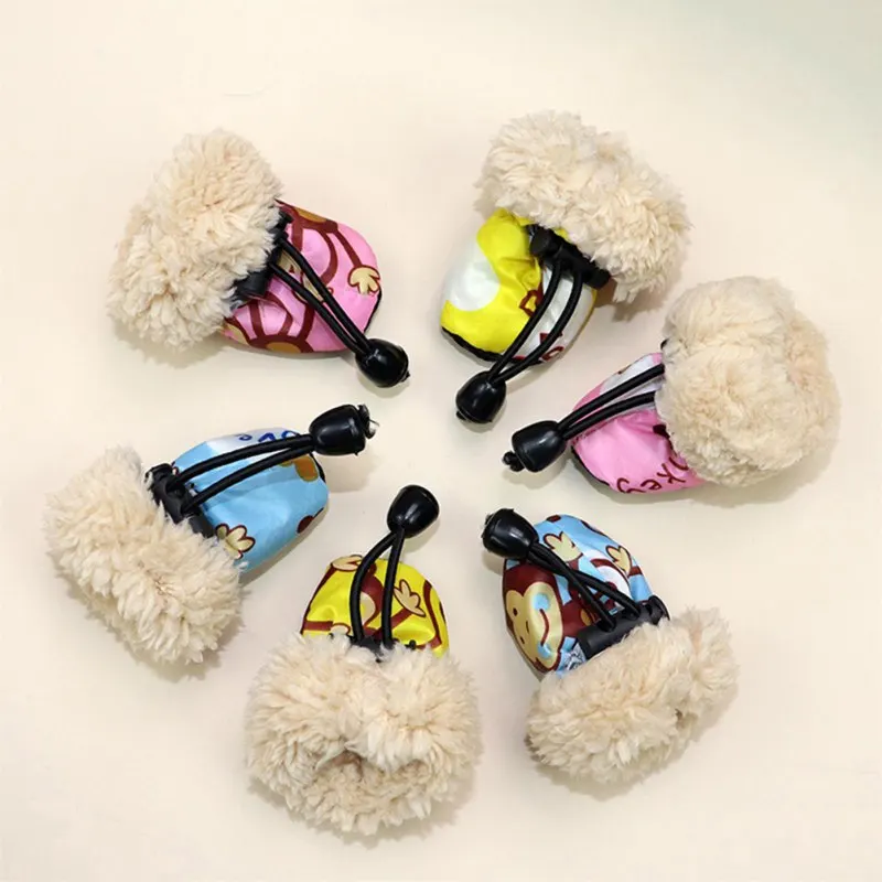 4PCS Dog Shoes Winter Super Warm Cotton Shoes Anti Slip Dog Boots Dogs Paw Protectors Puppy Shoes Pet Product Dog Accessories