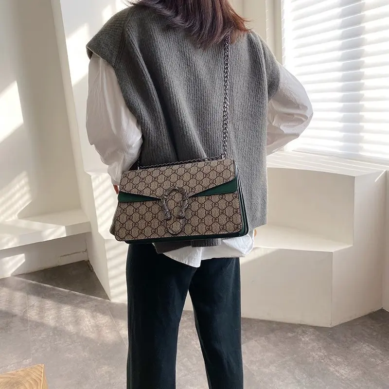 

2025 Trendy Women Handbags Vintage Diagonal Chain Shoulder Bag Multi-Pocket Waterproof for Office Shopping Travel