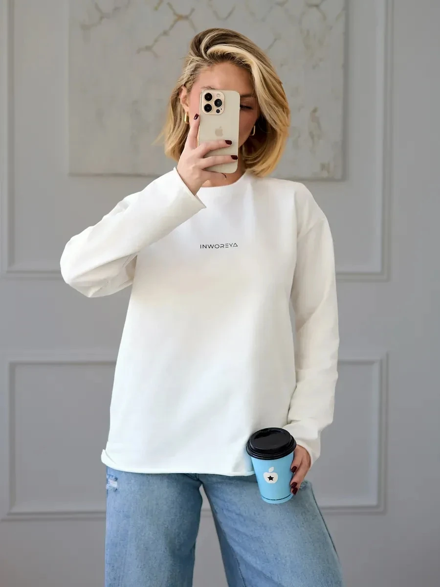 تي شيرت Faionable كاجوال فضفاض مطبوع طويل Sve تي شيرت نسائي قطني مستدير Ne سترة صيفية مريحة قابلة للتنفس