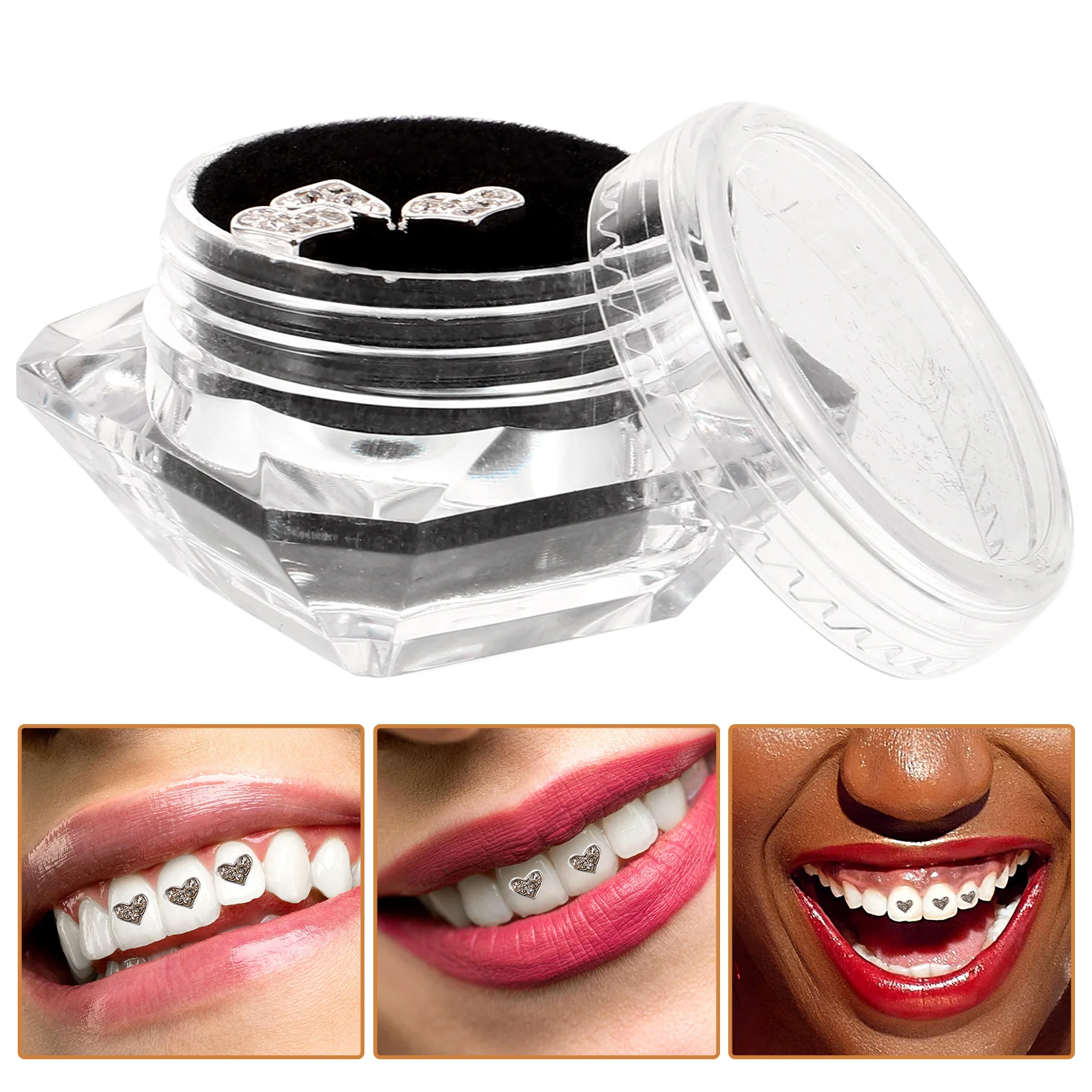 Heart Shape Tooth Rhinestone Kit DIY Teeth Ornament Props Unisex Jewelry Decor Tooth Rhinestone Dental Decor