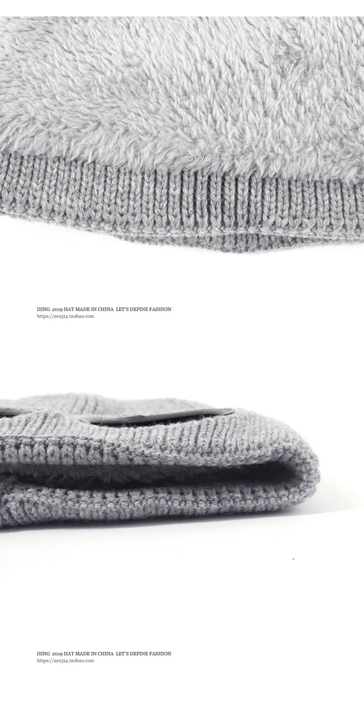 Panama Caps Strickmütze aus Wolle für Herren und Damen, Studenten-Kältemütze, Pilotenbrille, Plüschmütze, modische Outdoor-Wärmemütze H148 – Detail 4
