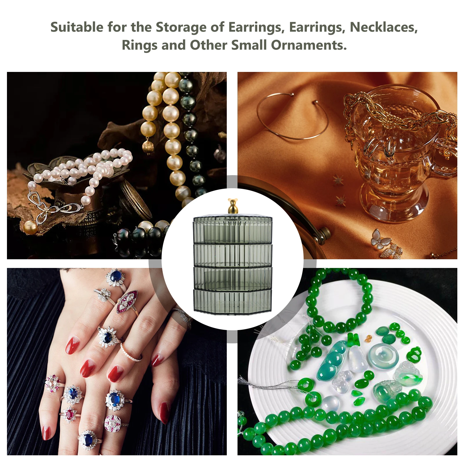 

Jewelry Storage Box Organizer Case Jewellery Organiser Girls Earring Holder Necklace Earrings Container Desktop The Pet for