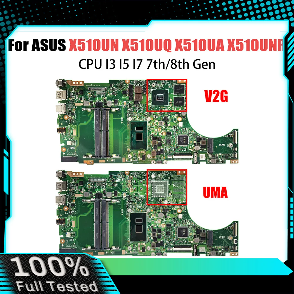 X510UN Mainboard For ASUS X510UQ X510UA X510UNR X510UF F510U VM510UA X510UR S510UN S5100U Laptop Motherboard CPU I3 I5 I7 7/8th