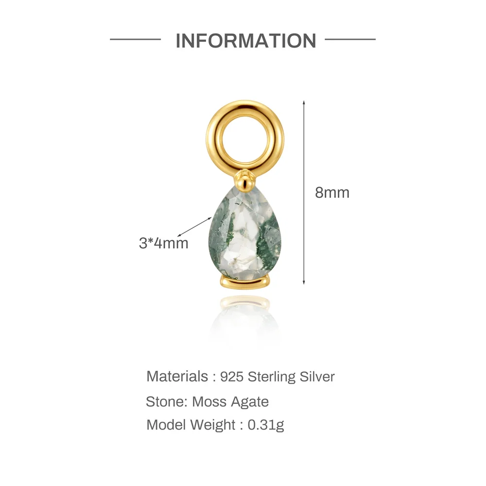 CANNER 1 Stück Sommer Natürlicher Wassergras-Achat Pferdeauge 925 Sterling Silber Flachkopf Piercing Ohrstecker für Damen INS Ohrring – Detail 28
