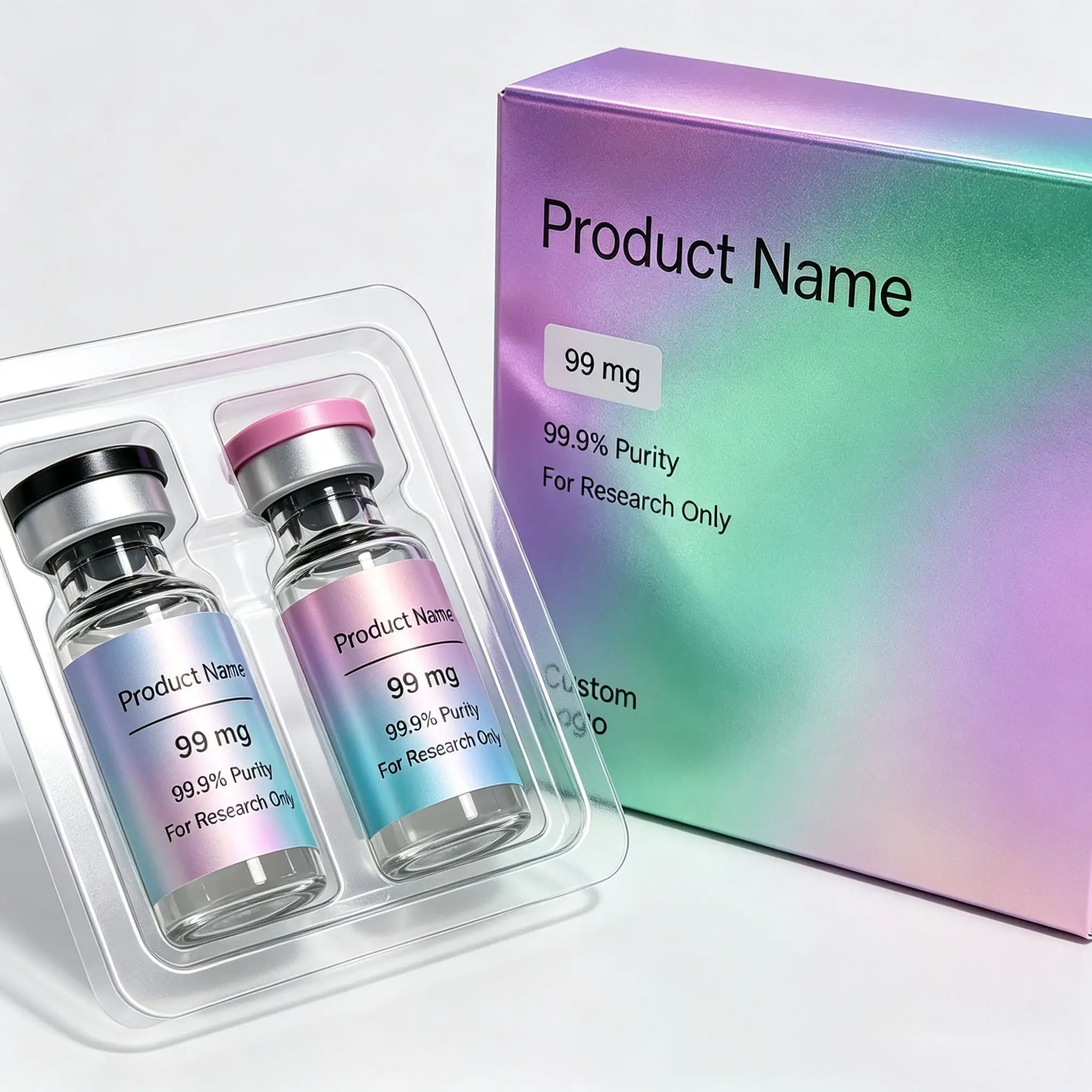 Safe Non-toxic Vinyl Labels,Complete Custom Peptide Decal & Box Set for 3ml 5ml 10ml Personal Care Packaging