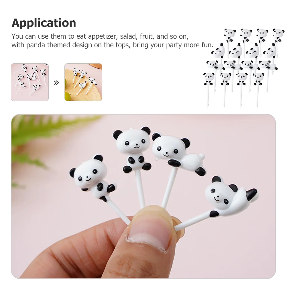 

16Pcs Cartoon Fruit Picks Adorable Panda Snack Sticks Kids Appetizer Picks Party Plastic Cocktail Decoration Food Sticks