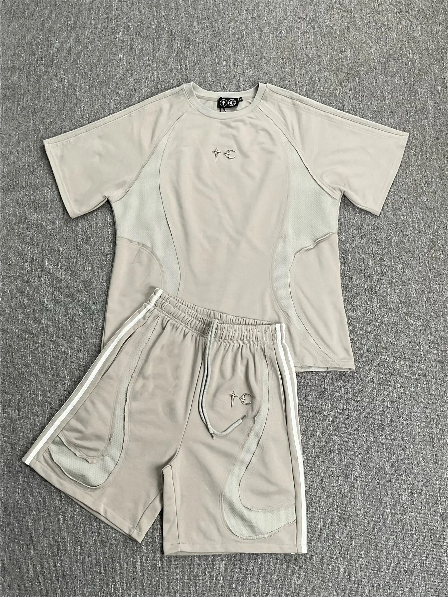 THUG CLUB Sports Function Wind Splicing Short Sleeve Breathable Casual Shorts Set