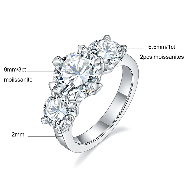 Yelaugh 5cttw D Farbe Moissanite Drei Stein Verlobung, Hochzeit Ringe Frauen 925 Sterling Silber Versprechen Band Ring Edlen Schmuck