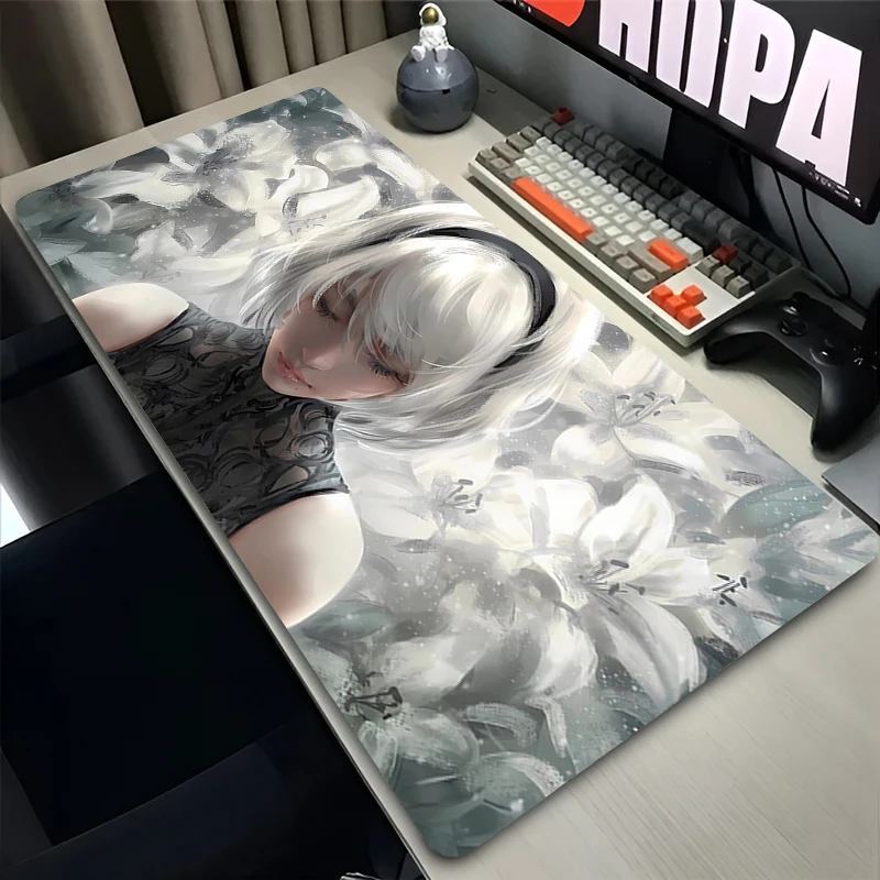 Mauspad Laptop Anime Erweiterte Desktop-Matte Computer Gamer Cooles Mousepad PC Gaming Zubehör N-nier Automata 2b Tastaturpad