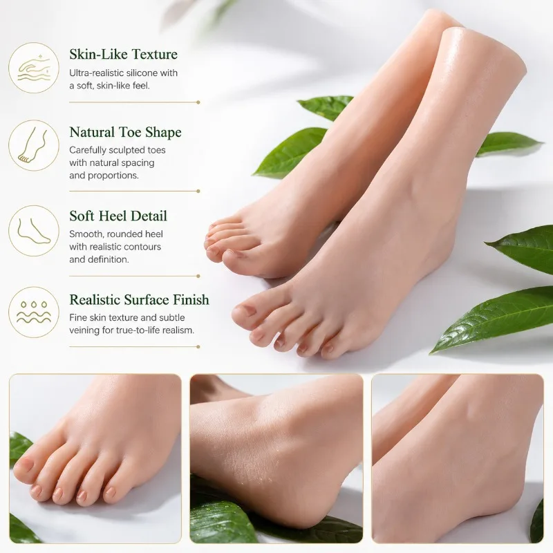 

22CM Lifelike Appearance Ultra Realistic Slicone Foot Model Display Model Simulation 1:1 Female Nail Art Practice Sandle Display