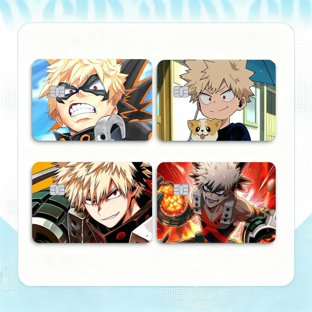 Cartoon Character Katsuki Bakugo  Credit Card HD Stickers Small Chip Waterproof Sticker Game Card Decal Gift