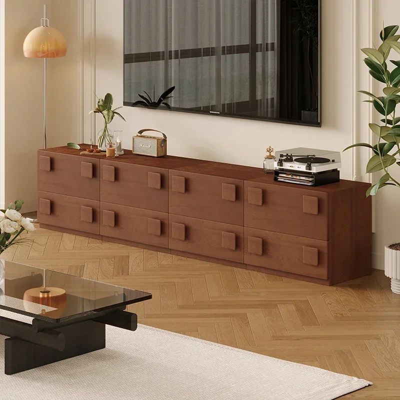 Complex medieval living room wall storage cabinet solid wood dining side cabinet small vertical cabinet storage