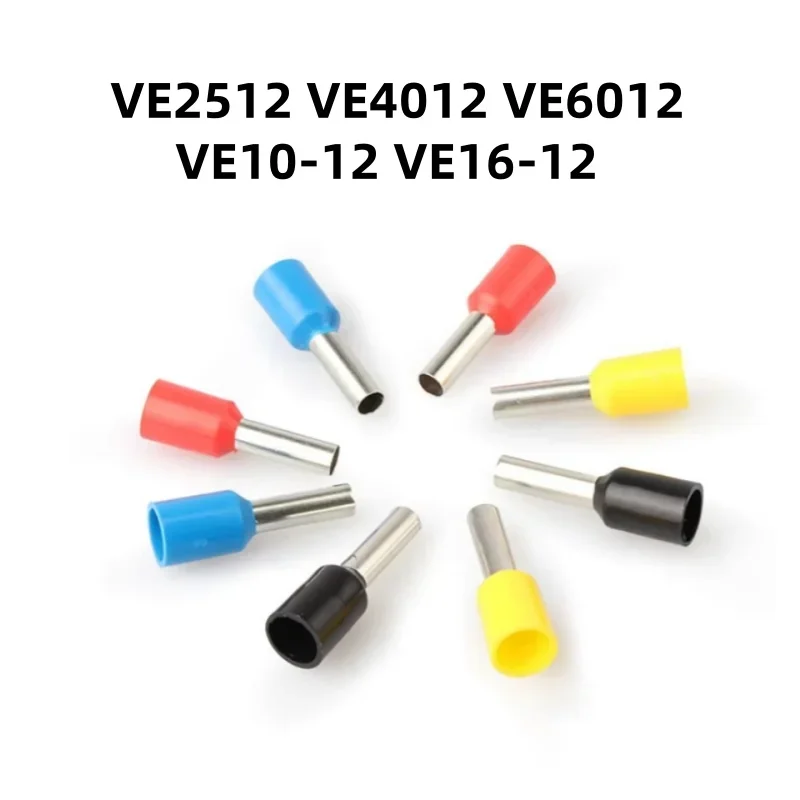 VE2512 VE4012 VE6012 VE10-12 VE16-12 Insulated Ferrules Terminal Block Cord End Wire Connector VE Tubular Crimp Terminals