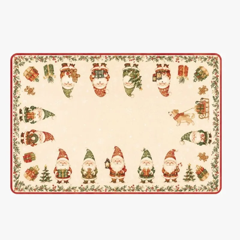 VIKAMA Christmas Carpet Santa Truck Gnome Holly Jolly Gift Snow Tree Decor, Xmas Winter Home Entrance Doormat
