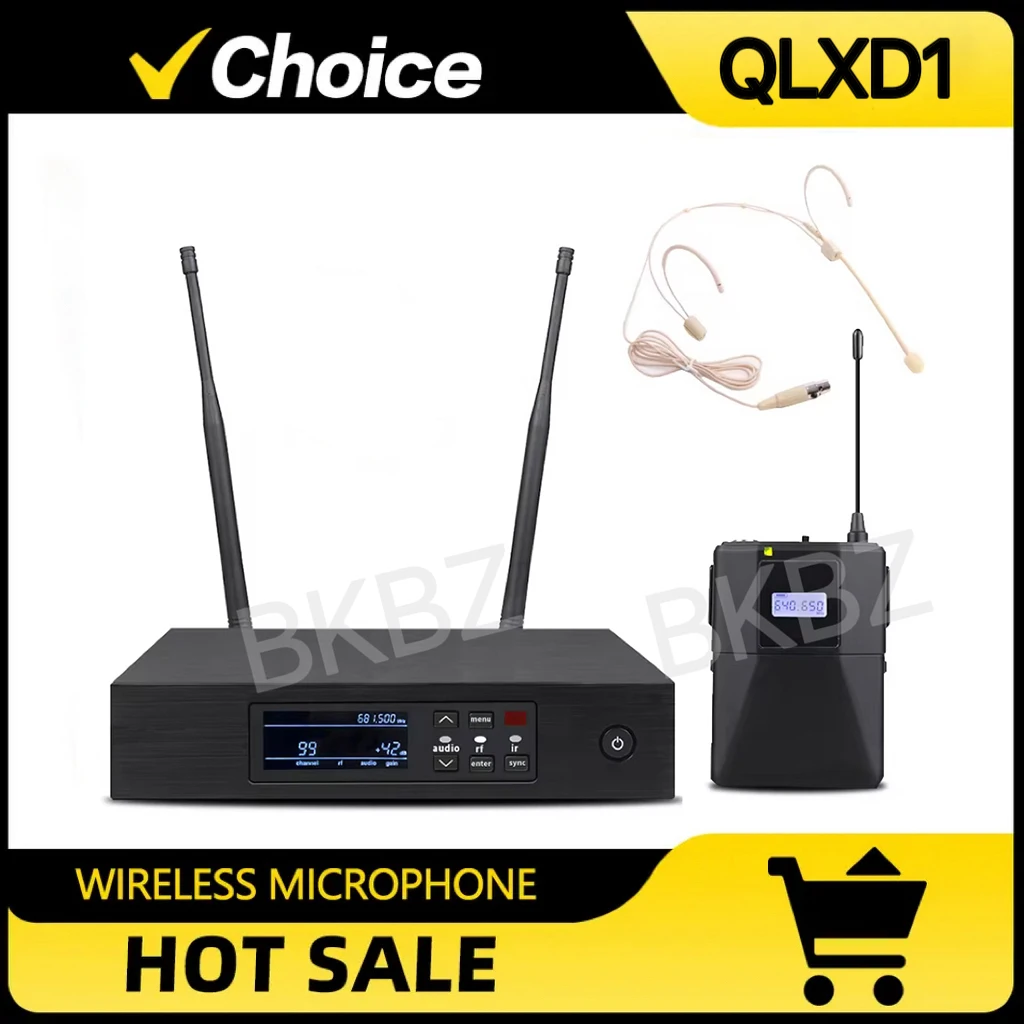 QLXD1 500/600MHz Professional Wireless Microphone Headset Mic Stage Performancce Hip Hop True Diversity Bodypack Transmitter