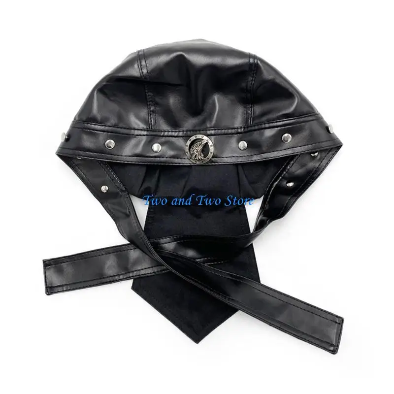 

HX6F Unisex Motorcycling Hat Soft PU Leather Skull Hat with Rivet Studs Comfort Wear