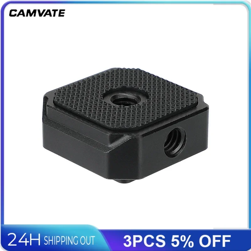 CAMVATE Universal Base Mount Square Block With 1/4"-20 Thread Hole And Built-in Shoe Mount Adapter For Support Tripod / Monitor