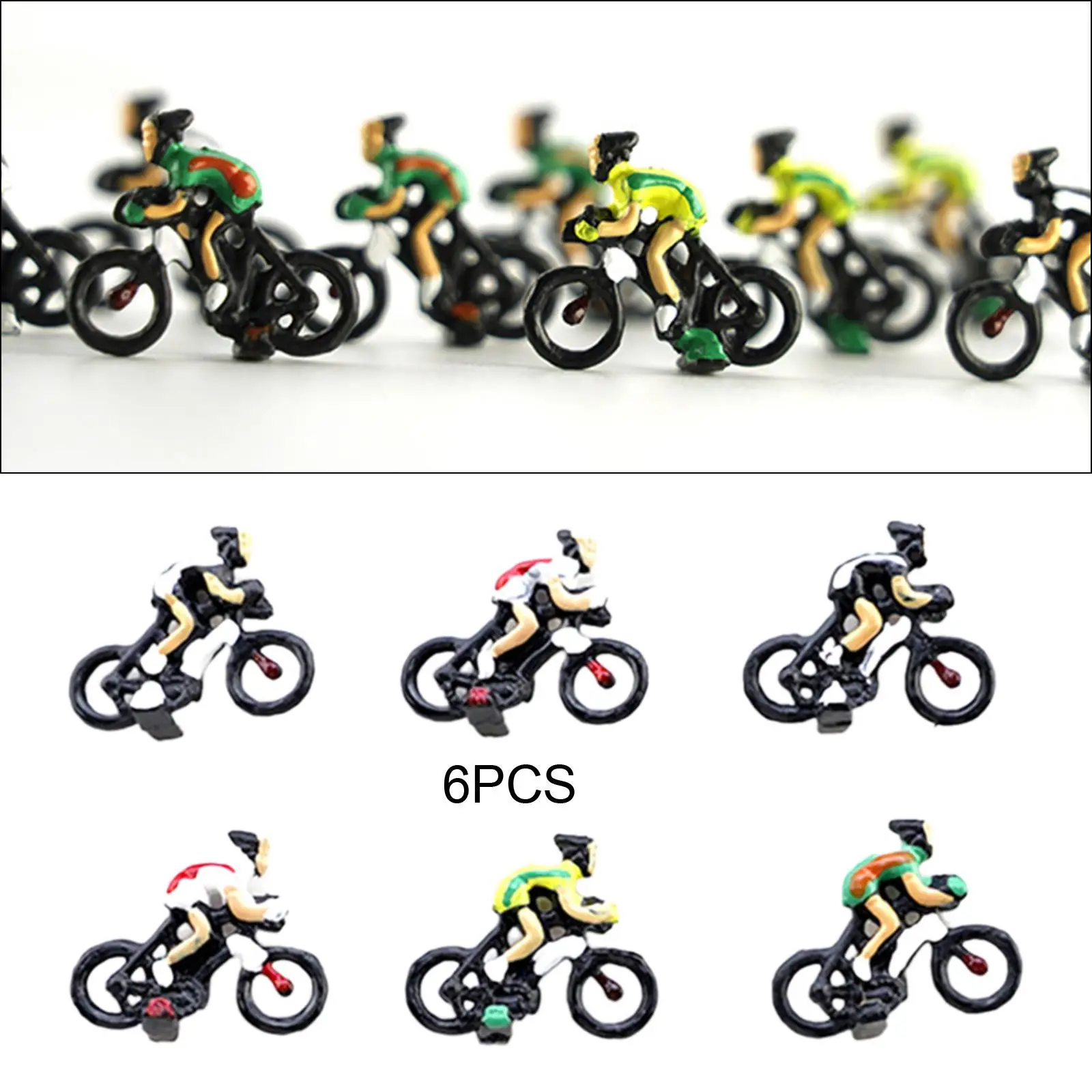 6 pezzi in scala 1:87 Figure di persone Scena realistica Biciclisti Diorama Layout