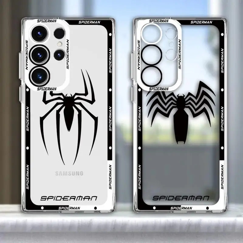 Spiderman Venom Black Spider phone cases for Samsung Galaxy S24 S23 Plus FE S22 S20 S21 Ultra G71 G32 G52 X3 Clear fundas cover