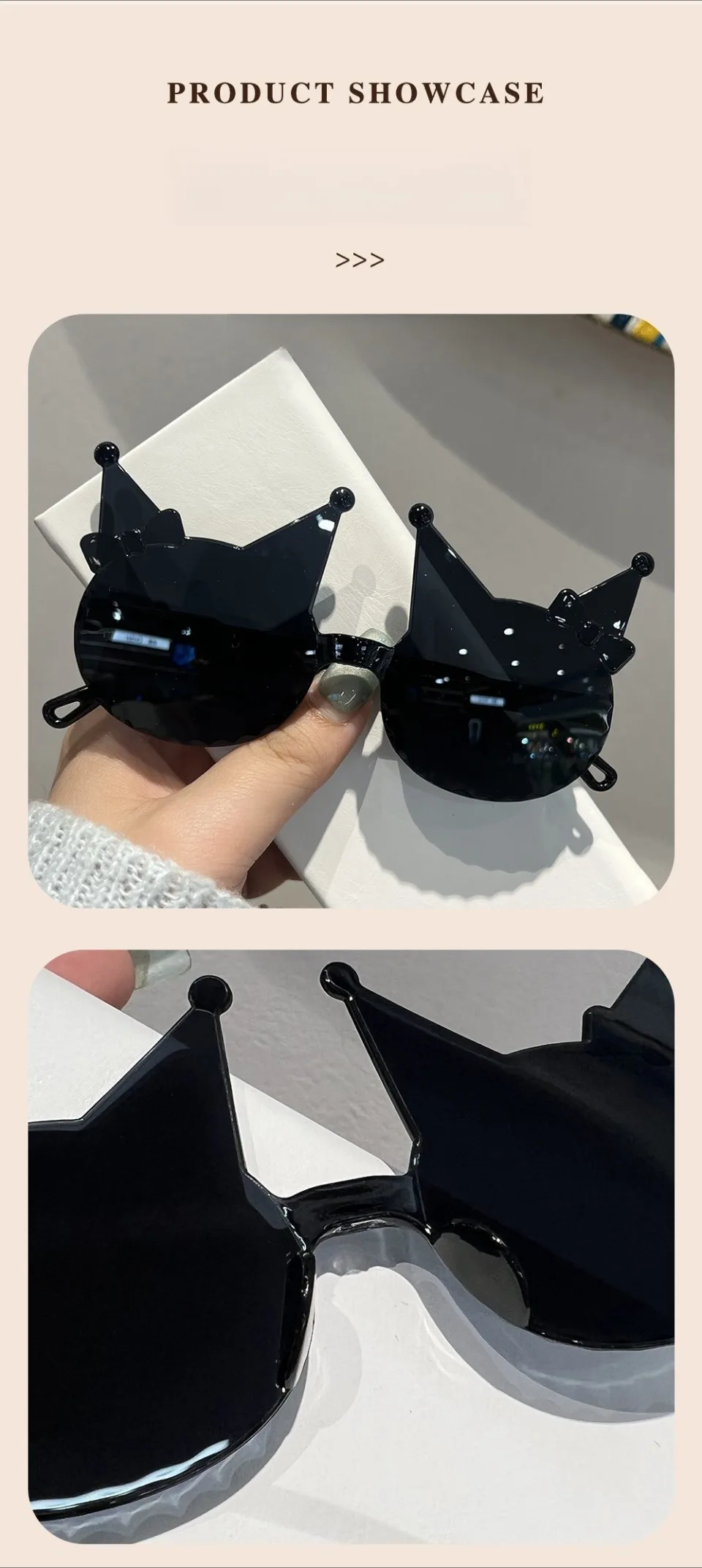 Randlose, kätzchenförmige Sonnenbrille für Mädchen, 2025, neue Farbverlaufs-Sonnenbrille mit mehrfarbigem Dekor, niedliche Bonbonfarben-Kindertöne – Detail 5