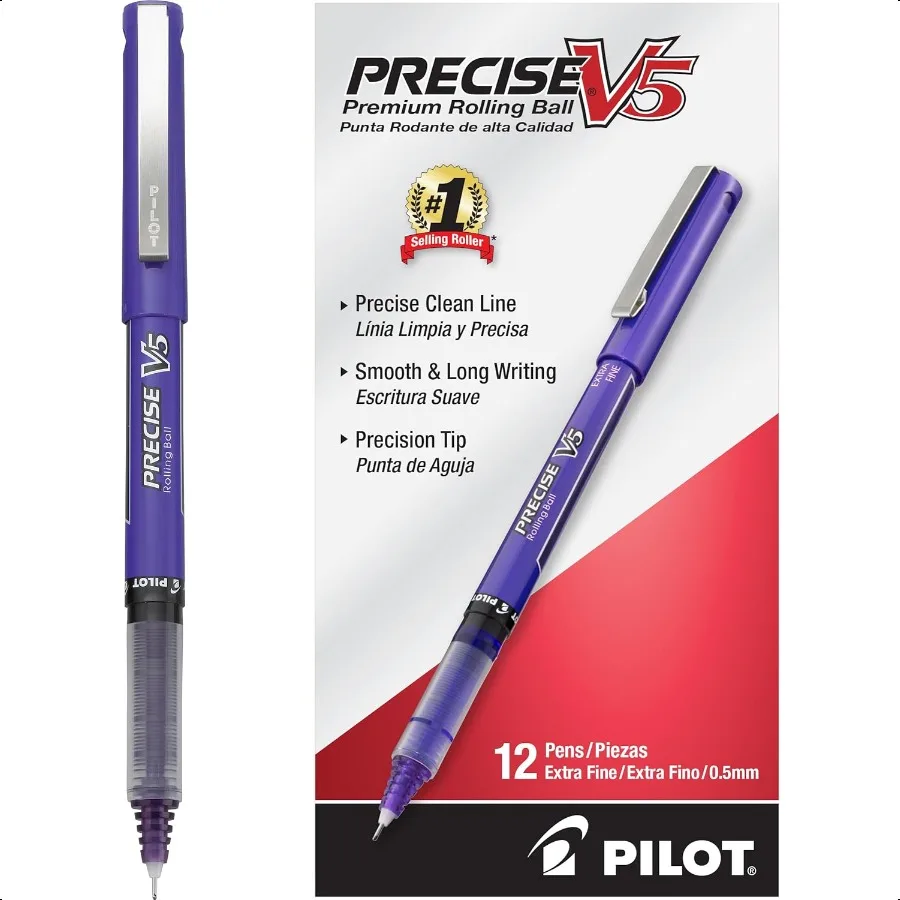

Точные ручки-роллеры V5 Extra Fine Point 0,5 мм, фиолетовые ручки, фиолетовые, упаковка из 12 штук, идеально подходят для школьного ведения журнала, офисного письма
