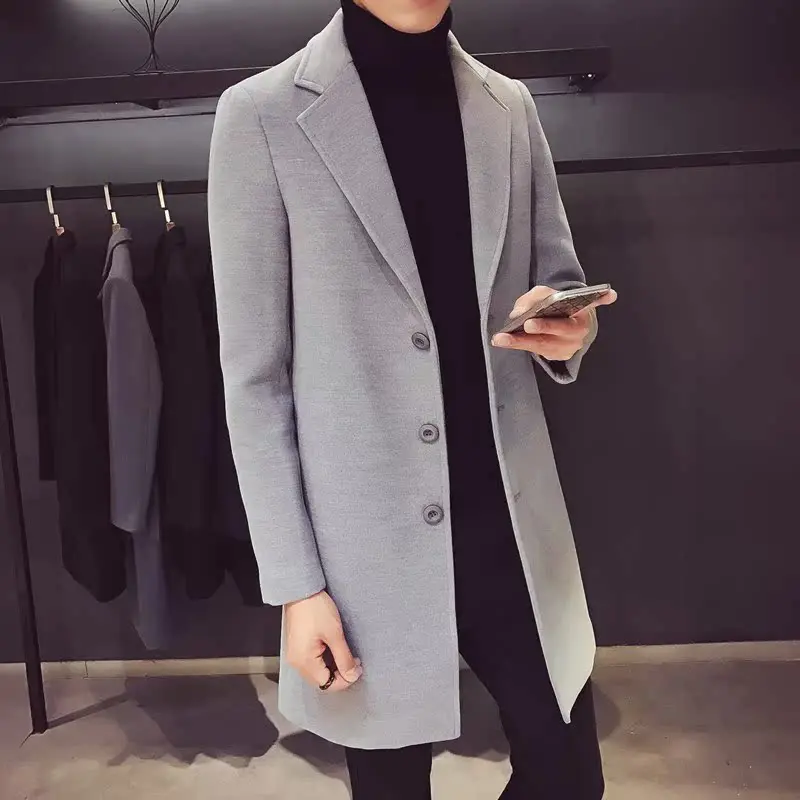 

Long Oversize Men's Windbreaker Coat Celebri Sle Huang ng Men's Suit Autumn Winter Faion Menswear