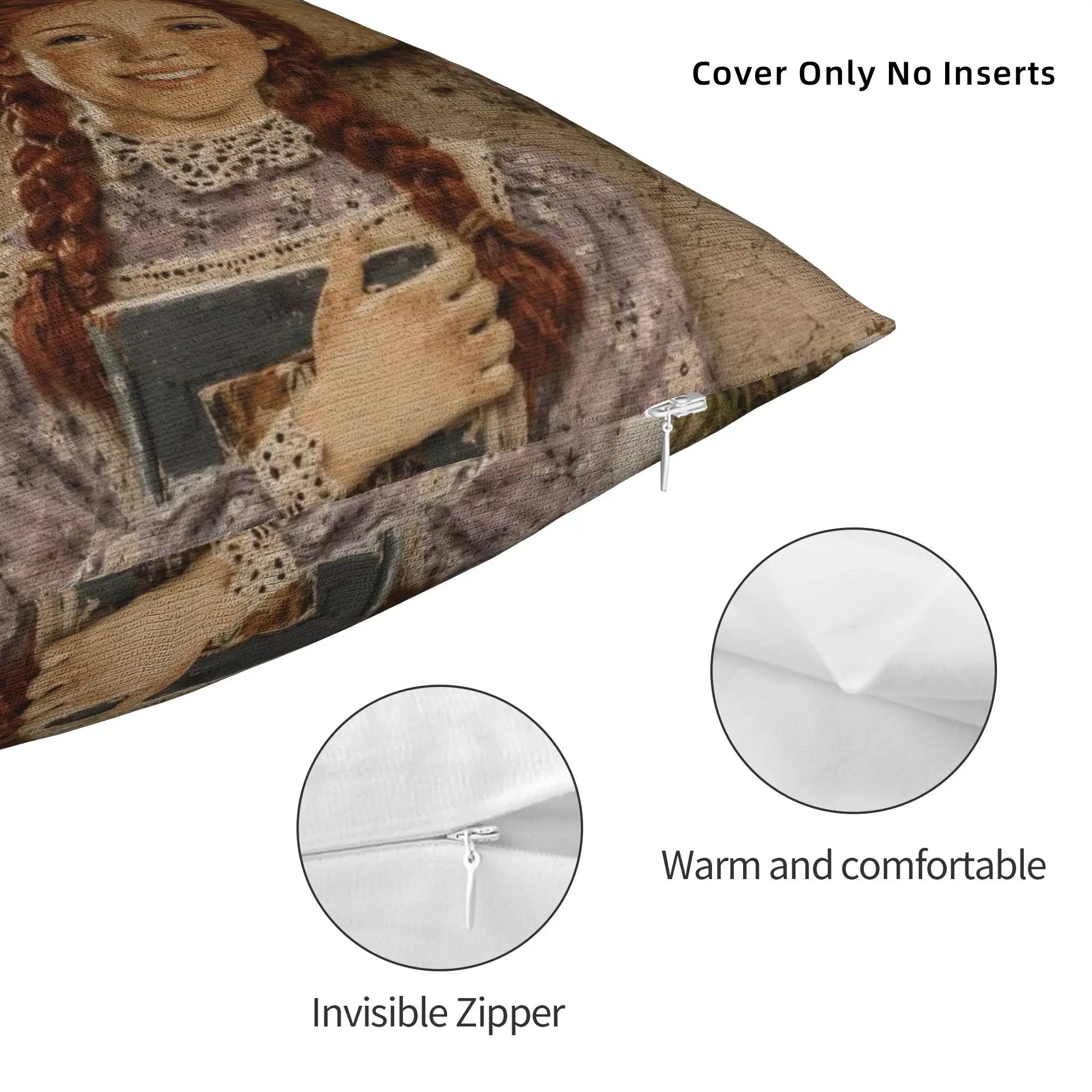 Green Gables Cartoon Anne Pillowcase Printed Polyester Cushion Cover Decoration Book Lover Quote Throw Pillow Case Cover Square