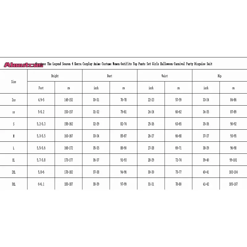 Aboutcos The Legend الموسم 4 Korra تأثيري أنيمي زي النساء ملابس علوية فستان أطفال مع سروال داخلي هالوين كرنفال حفلة تنكر البدلة