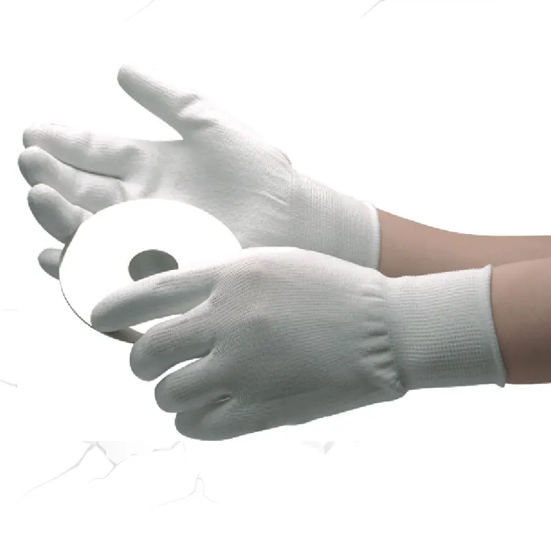 NMSafety-guantes de trabajo protectores antiestáticos, forro de nailon de punto, PU sumergido en palma blanca, 12 pares