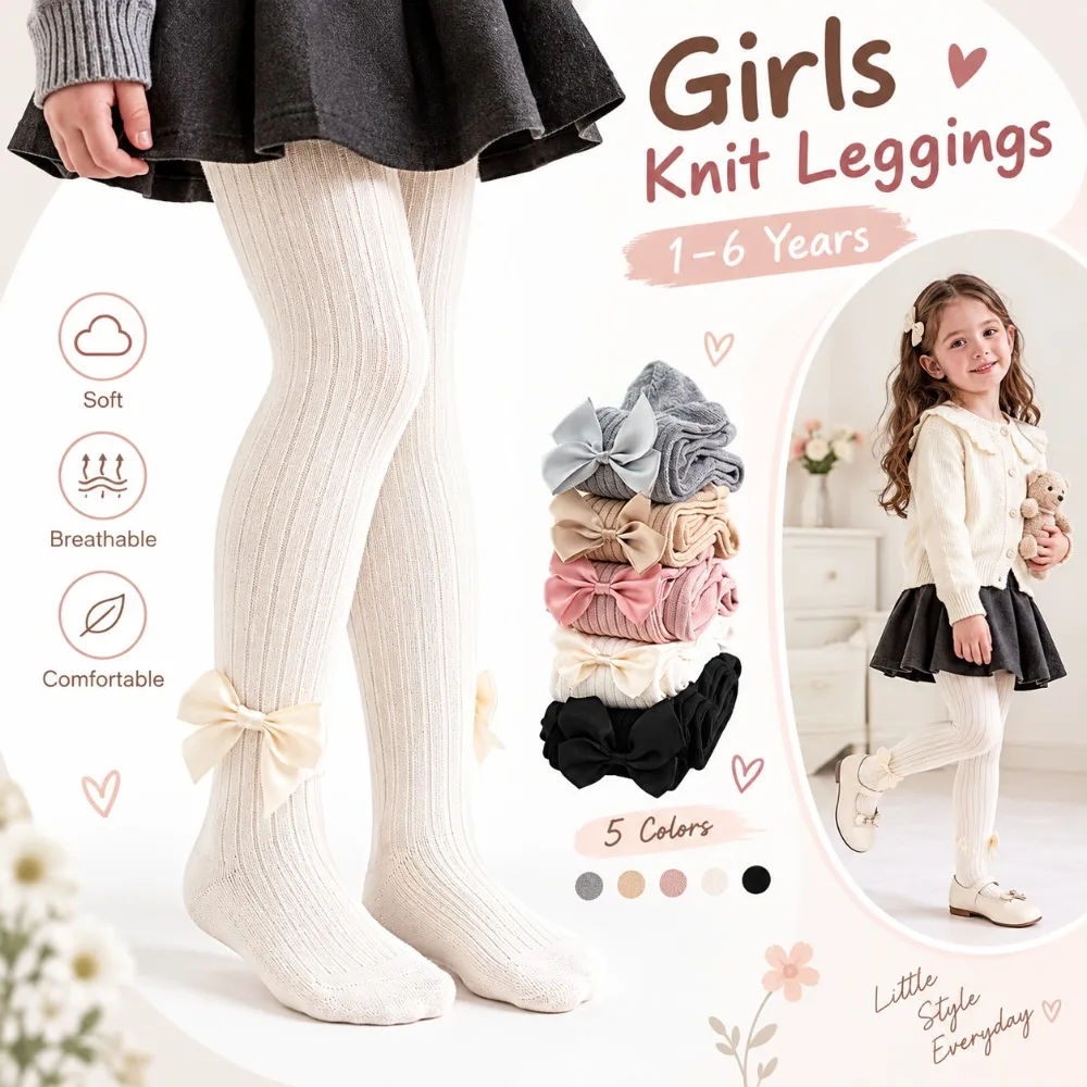 Class A Cotton Girls Knit Leggings Solid Color Twisted Texture Kids Pantyhose Stretch Fabric Wear Resistant Children Tights