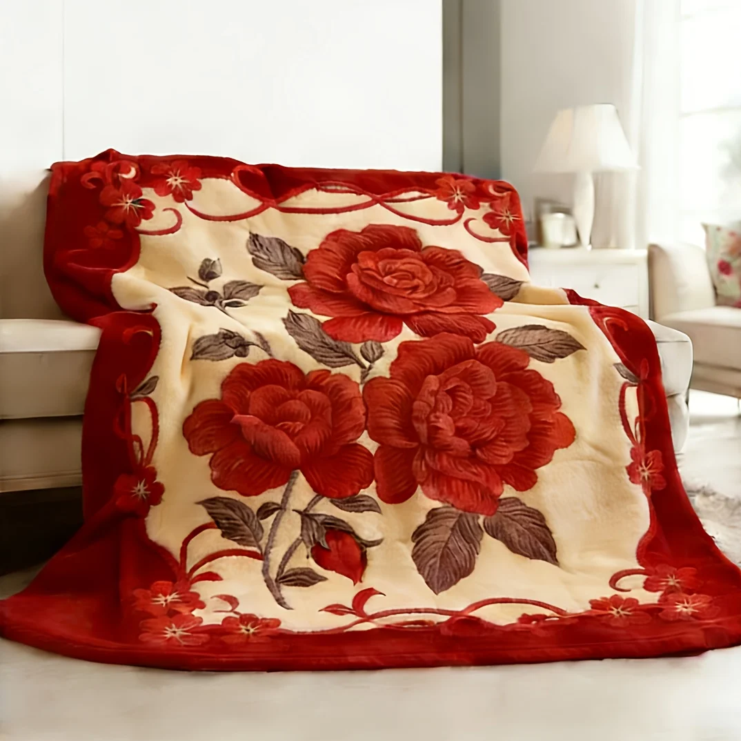 A Must-Have Flannel Blanket for Winter, Breathable, Snug, And Elegantly Festive, Suitable for Use All Year Round, with One Side