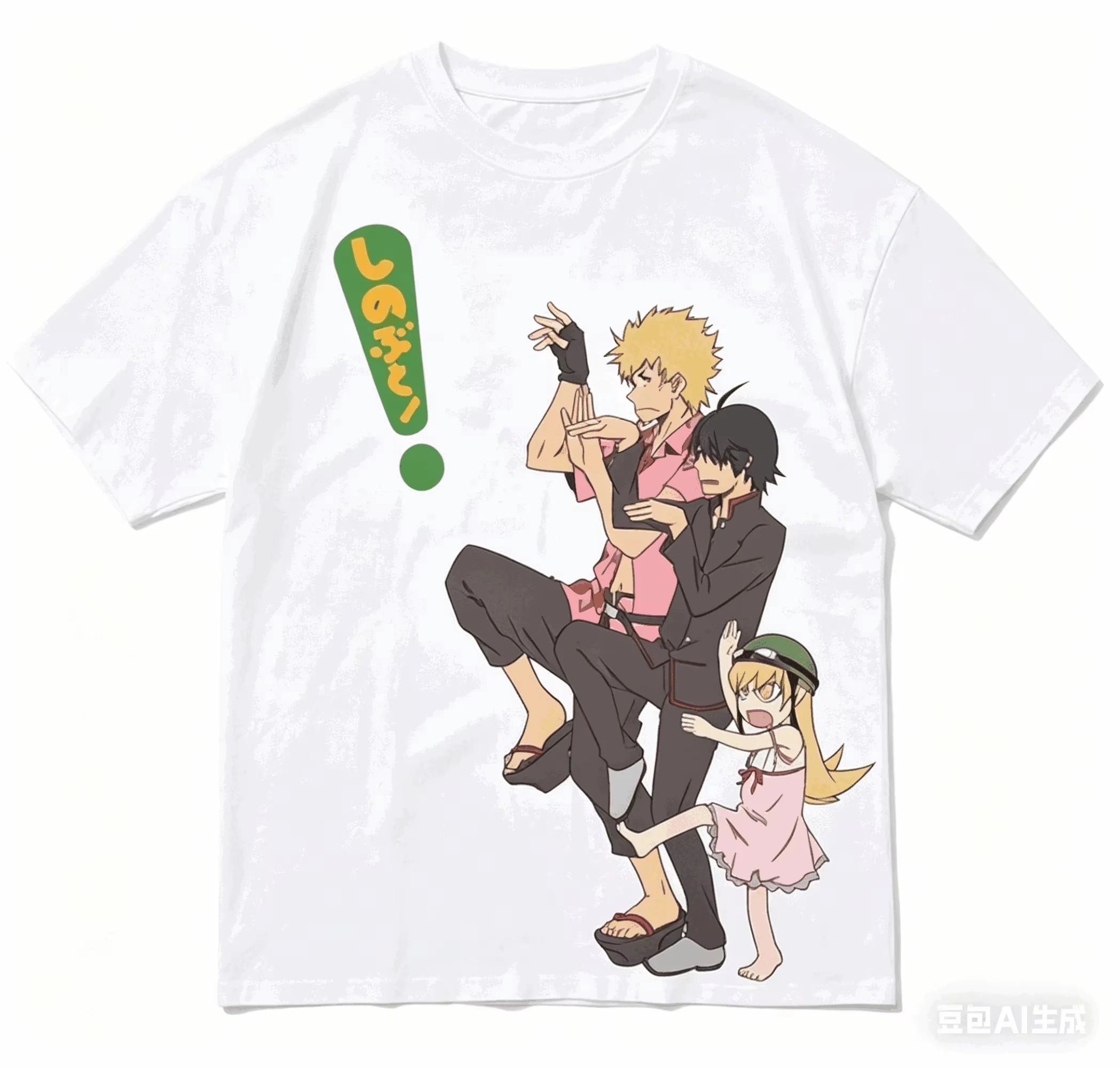 Monogatari-Serie Anime-Grafik-T-Shirt Unisex Vintage Gewaschene Baumwolle Kurzarm Harajuku Streetwear Ganzjährig Tragbare Freizeit-Oberteile – Detail 3