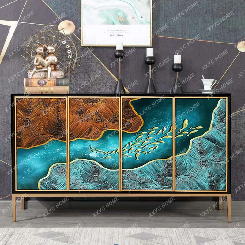 HMJLight luxury entrance foyer partition modern simple side cabinet entry shoe cabinet model room decorative storage