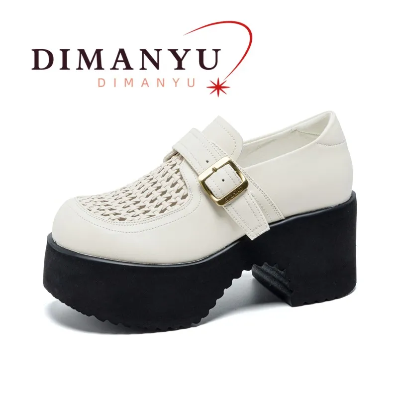 

DIMANYU Spring Women's High Heels 2026 New Hollow-out Platform Buckle Women's Loafers Fashion Princess Shoes For Women
